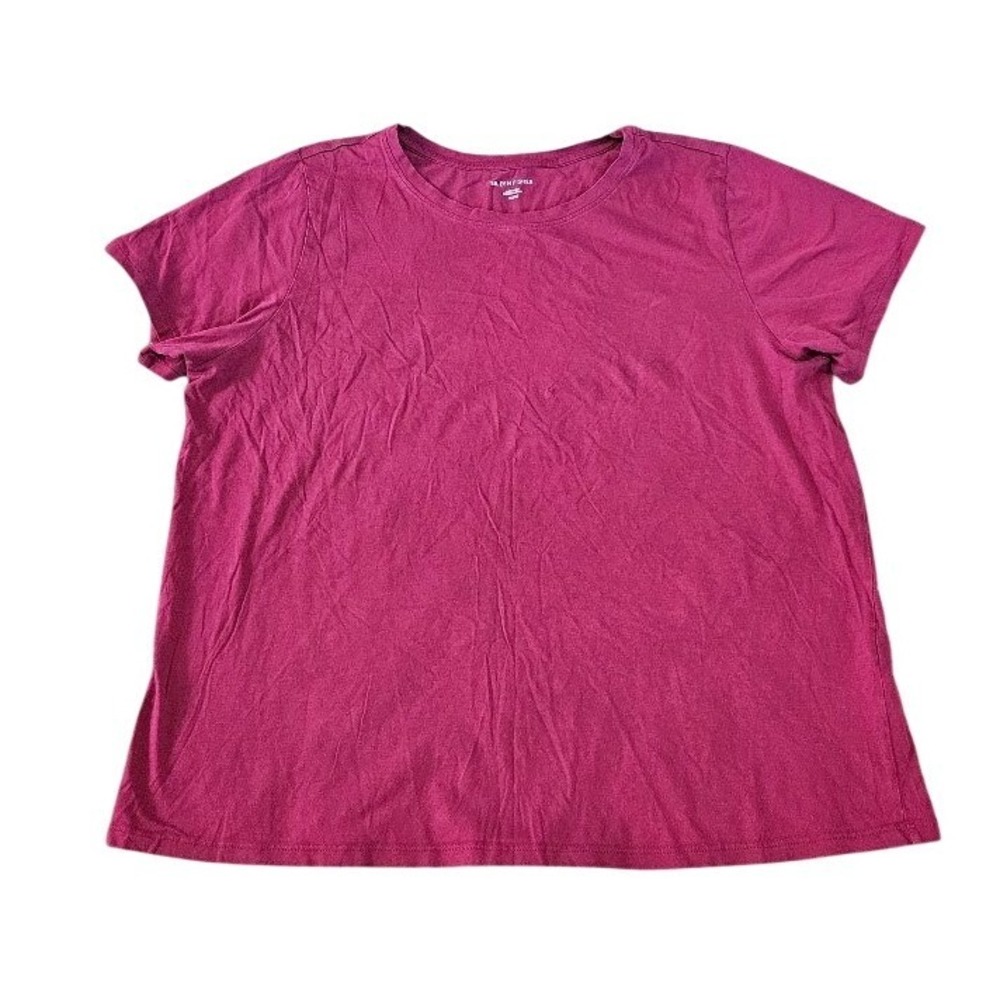 Eileen Fisher Magenta Pink Organic Cotton Short Sleeve Crew Neck Tee Shirt XL